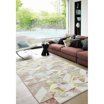 Orion OR10 Flag Modern Geometric Distressed Textured Soft-Touch Metallic Shimmer Pink/Gold/Taupe/Cream Rug-Asiatic Carpets-Rug Love - The Most Loved Rug Store